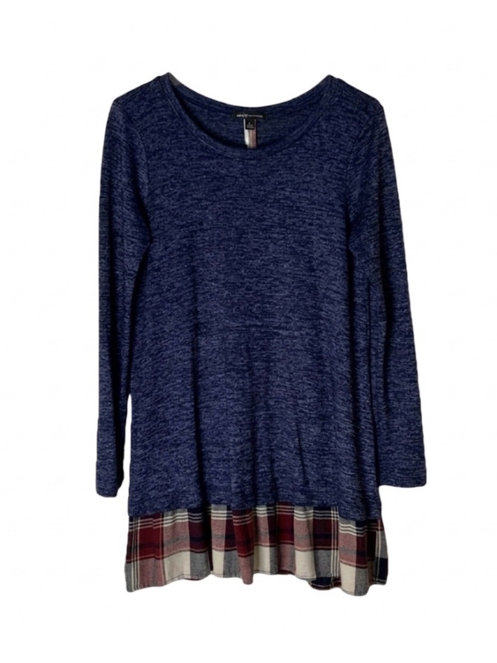 ROSETTE by Be Cool Two Attached Tops Layered in one, Women’s M, Plaid Blue